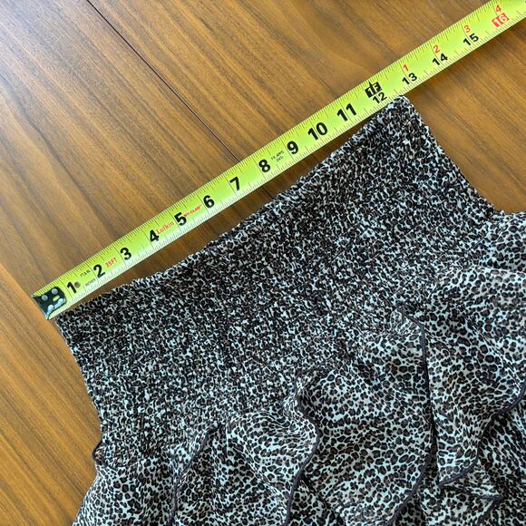 Coco Bianco Leopard Print Asymmetrical Ruffle Layered Skirt Elastic Waist Size M - Picture 5 of 8